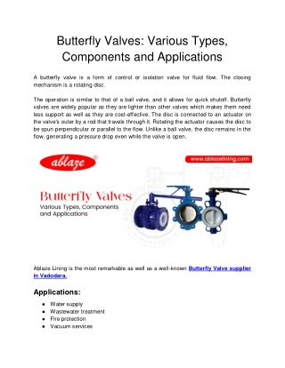 Ablaze Lining - Butterfly Valves_ Various Types, Components and Applications