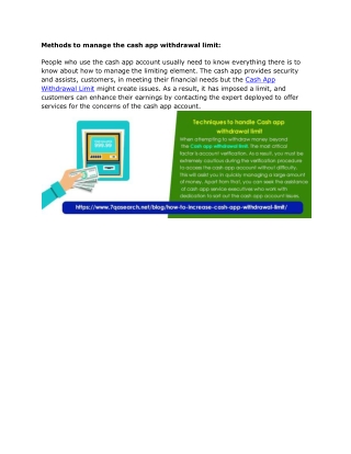Methods to manage the cash app withdrawal limit: