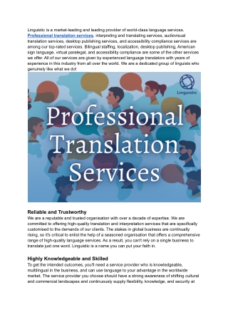 Best Language Services Provider-Linguistic