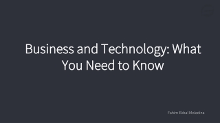 Business And Technology  What You Need To Know