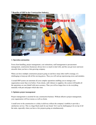 Construction ERP Software in Dubai