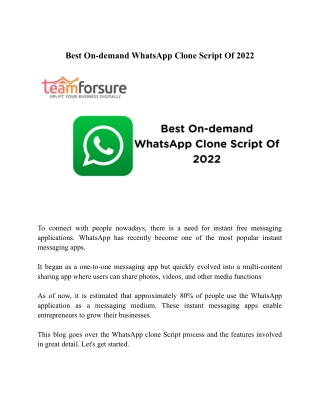 Best On-demand WhatsApp Clone Script Of 2022 - TeamForSure