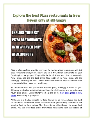 Explore the best Pizza restaurants in New Haven only at allHungry