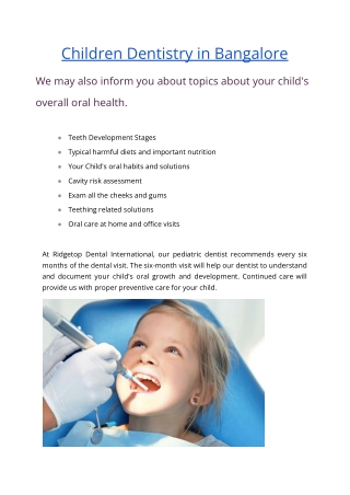 Children Dentistry in Bangalore