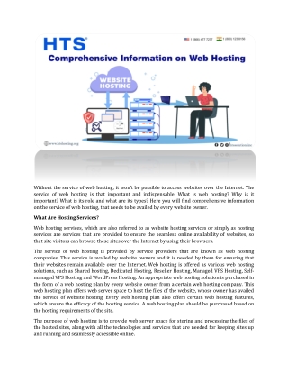 Comprehensive Information on Web Hosting