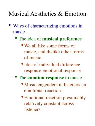 Musical Aesthetics &amp; Emotion