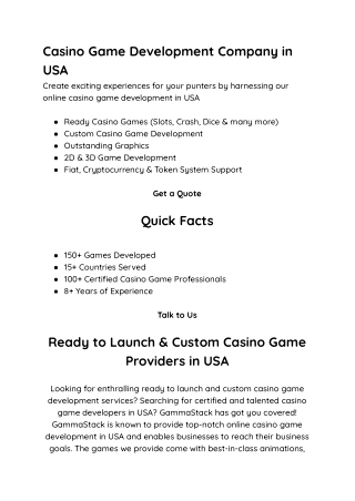 Casino game development company in USA