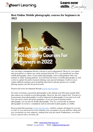 Best Online Mobile photography courses for beginners in 2022