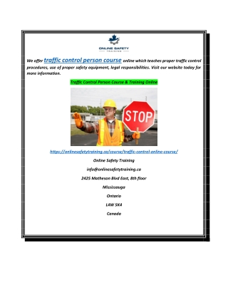 Traffic Control Person Course & Training Online