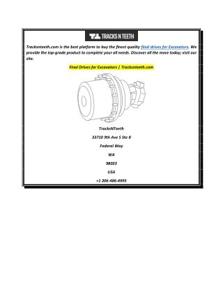 Final Drives for Excavators