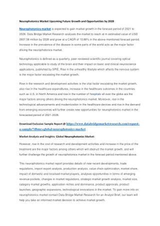 Neurophotonics Market Upcoming Future Growth and Opportunities by 2028