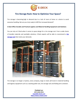 Tire Storage Rack How to Optimize Your Space