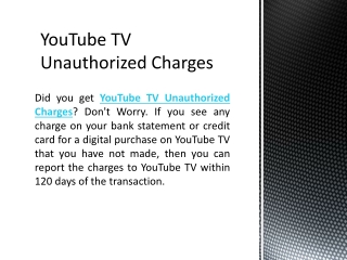 YouTube TV Unauthorized Charges