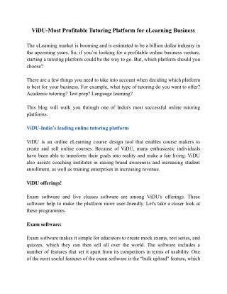 ViDU Most Profitable Tutoring Platform for eLearning Business.docx