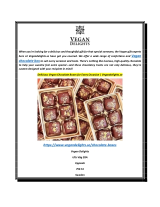 Delicious Vegan Chocolate Boxes for Every Occasion  Vegandelights.se
