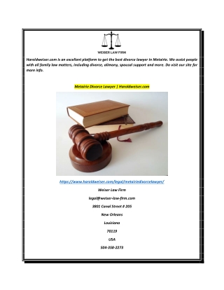 Metairie Divorce Lawyer  Haroldweiser.com