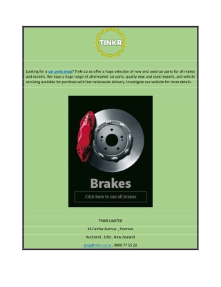 Car Parts Shop | Tinkr.co.nz