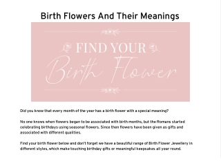 Birth Flowers And Their Meanings