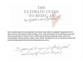 The Ulimate Guide To Being An Awesome Bridesmaid