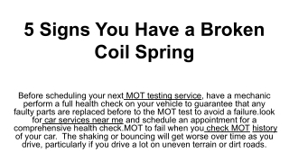 5 Signs You Have a Broken Coil Spring