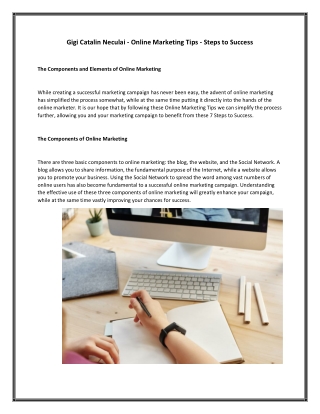 Gigi Catalin Neculai - Online Marketing Tips - 7 Steps to Success