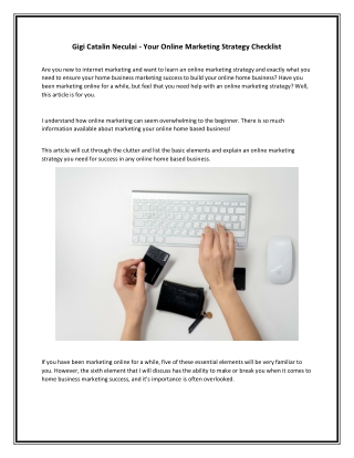 Gigi Catalin Neculai - Your Online Marketing Strategy Checklist