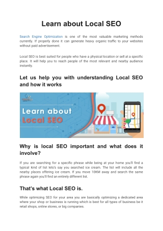 Learn about Local SEO