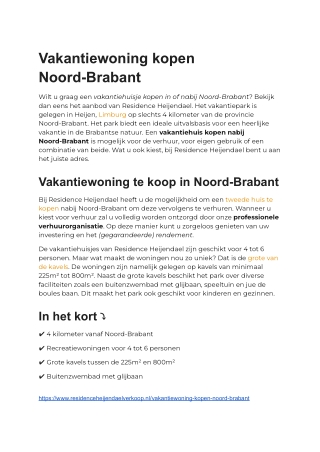 Vakantiewoning kopen Noord-Brabant