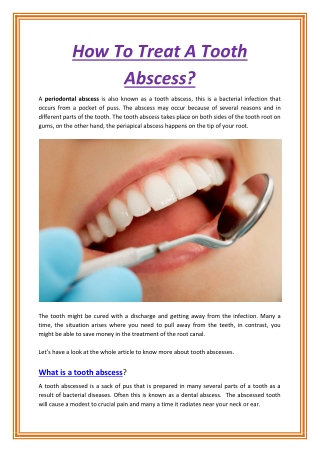 How To Treat A Tooth Abscess