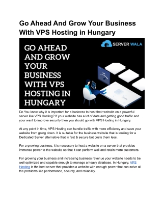 Go Ahead And Grow Your Business With VPS Hosting in Hungary