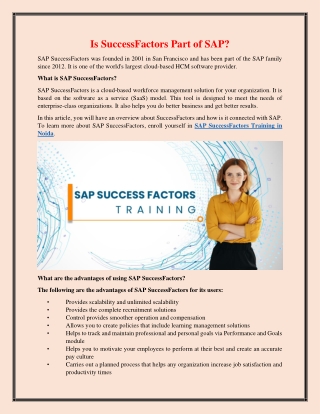 Is SuccessFactors Part of SAP?