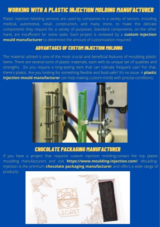 Advantages Of Working With A Plastic Injection Molding Manufacturer