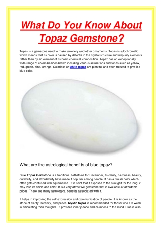 What Do You Know About Topaz Gemstone