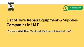 List of Tyre Repair Equipment & Supplies Companies in UAE
