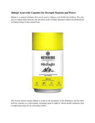 Shilajit Ayurvedic Capsules for Strength Stamina and Power