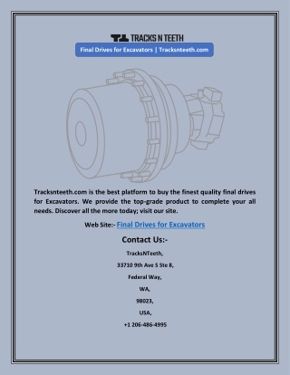 Final Drives for Excavators | Tracksnteeth.com