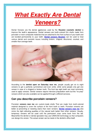 What Exactly Are Dental Veneers