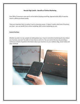 Neculai Gigi Catalin - Benefits of Online Marketing