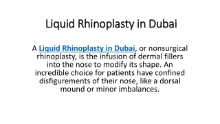 Liquid Rhinoplasty in Dubai