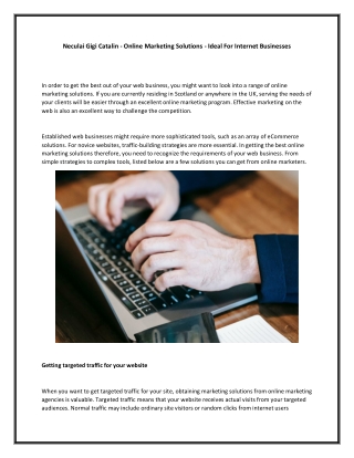 Neculai Gigi Catalin - Online Marketing Solutions - Ideal For Internet Businesses