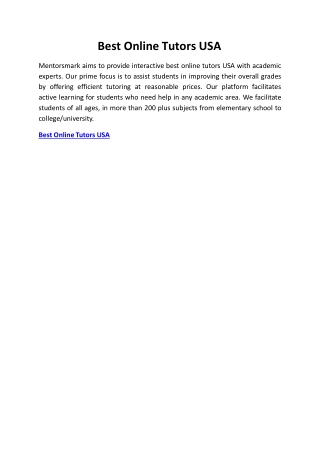 Best Online Tutors USA