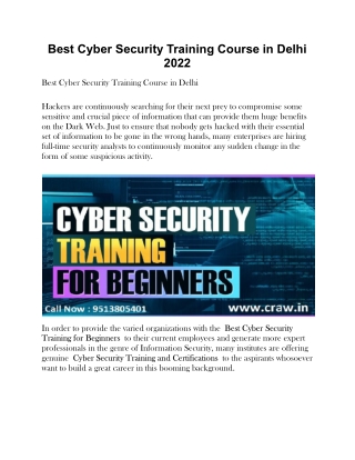 Best Cyber Security Training Course in Delhi 2022