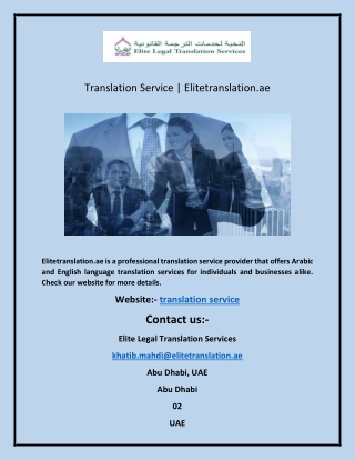 Translation Service | Elitetranslation.ae