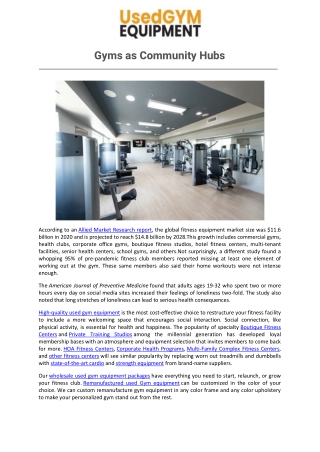 Gyms as Community Hubs