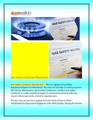 Gas Safety Certificate Manchester