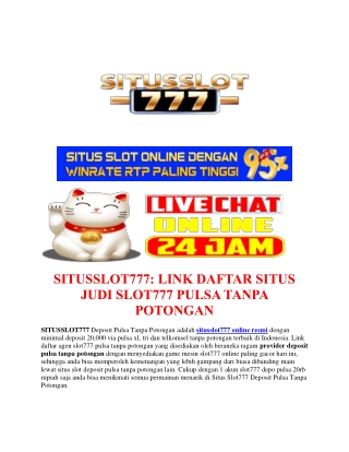 SITUSSLOT777 PULSA TANPA POTONGAN Online Presentations Channel