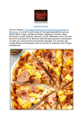 $5 off - Fruscolino Pizzeria Restaurant Richmond Menu,VIC