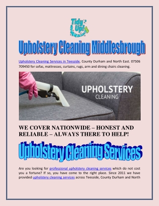 Upholstery Cleaning Middlesbrough