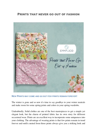 Prints That Never Go Out Of Fashion | Symplico