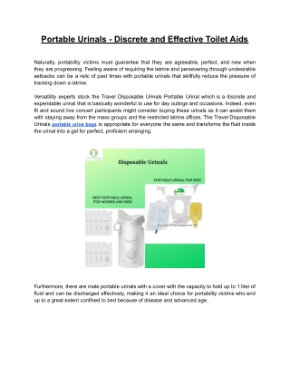 Disposable Urinals PDF